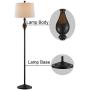 Maxax Floor Lamp, Modern Standing Lighting Dimmable Reading Standing Lamp with Oatmeal Lampshade for Living Bedroom Reading Room, Black