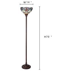 Capulina Tiffany Style Torchiere Floor Lamp, Tiffany Style Floor Light, Victorian Tiffany Pole Lamp, Stained Glass Floor Lamps, Leaded Glass Floor Lamp for Living Room (Tall: 70 x W14 inches)