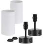 Oneach Modern Table Lamps Set of 2 with Dual USB Charging Port an AC Outlet 15” Bedside Desk Lamp for Bedroom Living Room White Cylinder Shade