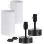 Oneach Modern Table Lamps Set of 2 with Dual USB Charging Port an AC Outlet 15” Bedside Desk Lamp for Bedroom Living Room White Cylinder Shade