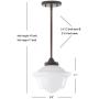 JONATHAN Y JYL3517C Kurtz 9.5'' Adjustable Drop Metal/Glass LED Pendant Contemporary,Transitional Dimmable, for Dining, Living Room, Kitchen, 9'', Black