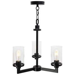 XINCAN Farmhouse Chandelier Lighting for Dining Room Light Fixture Ceiling Hanging,3 Light Black Vintage Industrial Pendant for Kitchen Island