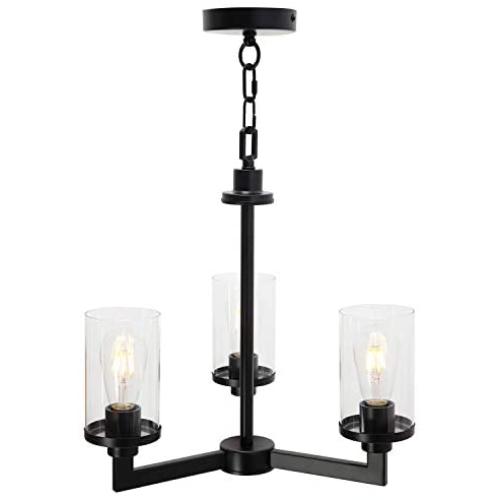 XINCAN Farmhouse Chandelier Lighting for Dining Room Light Fixture Ceiling Hanging,3 Light Black Vintage Industrial Pendant for Kitchen Island