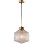CraftThink Pendant Lighting Chandelier Fixture Nordic Drum Amber Ribbed Glass in Brass 1 Light Ceiling Suspension Lamp LED Hanging Lamp for Coffee Dining Living Room Bedroom Restaurant Hotel-Clear