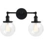 Pathson Vintage 2-Light Wall Sconce with Globe Glass, Black Vanity Light Fixtures, Industrial Wall Lamp Lighting for Bathroom Living Room