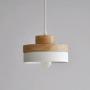 Contemporary Wooden and Metal Pendant Lighting 60W White Lampshade Industrial Lamp Shade LED Modern Ceiling Hanging Lights Fixtures 1 Light for Dining Room,Kitchen (E27 Base, White)