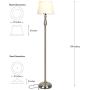 Brightech Gabriella LED Floor Lamp - Free Standing Elegant Style - Tall Pole Light for Living Room, Office Or Bedroom- Modern Upright Light with Fabric Shade - LED Bulb Included - Silver