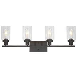 MELUCEE 4 Lights Wall Sconce Lighting Oil Rubbed Bronze Finished with Clear Glass, Bathroom Vanity Light Fixtures Wall Lights Bedroom Porch Kitchen Living Room