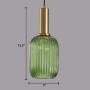 LITFAD Ribbed Glass Geometric Hanging Light Simplicity Single Light Ceiling Light in Brass Finish Modern Pendant Light Fixture for Hallway Warehouse Dining Room Bar Restaurants Bedrooms - A Green