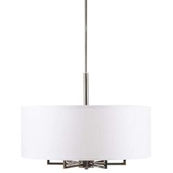 Hampton Hill MPS150-0066 Broderick 6 Modern Chandeliers-Metal, Fabric Shade Pendant Ligthing Lamp Ceiling Dining Lighting Fixtures Hanging, See Below, White/Silver