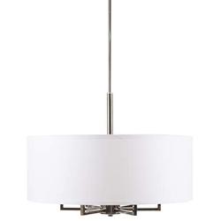 Hampton Hill MPS150-0066 Broderick 6 Modern Chandeliers-Metal, Fabric Shade Pendant Ligthing Lamp Ceiling Dining Lighting Fixtures Hanging, See Below, White/Silver