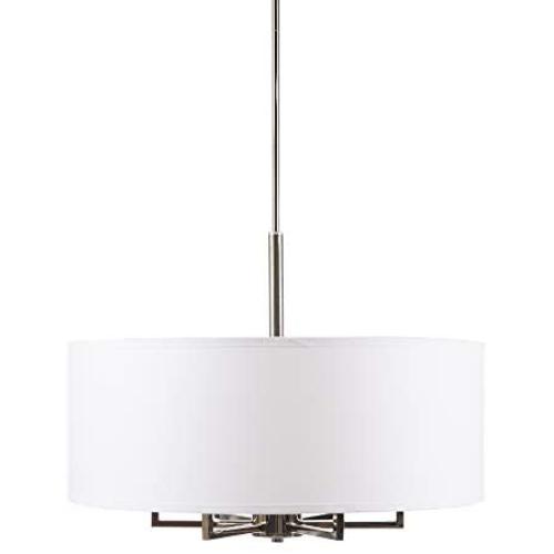 Hampton Hill MPS150-0066 Broderick 6 Modern Chandeliers-Metal, Fabric Shade Pendant Ligthing Lamp Ceiling Dining Lighting Fixtures Hanging, See Below, White/Silver