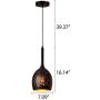 LITFAD Starry Sky Shade Pendant Light 7.09'' Industrial Weathered Iron Shade Single Vase Shape Pendant Lamp Mounted Ceiling Light fixtures with Adjustable Chain for Kitchen Dining Room Restaurant - A