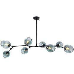 Modern Molecular Chandelier, E26 Nordic Bubble Ball Rotating Ceiling Light with Glass Lampshade, Pendant Lighting Rod Fixtures for Living Dining Room Bedroom Bar(Bulbs Not Included) (Black2, 8 Lights)