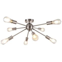 LynPon Ceiling Chandeliers 8 Lights, Modern Mid Century Light Fixture, Nickel Sputnik Chandelier Low Ceiling Lighting for Bedroom, Hallway, Bar, Kitchen, Living Room