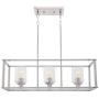 VINLUZ 3 Light Kitchen Island Pendant Lighting in Chrome Finish with Clear Glass Shade Linear Iron Ceiling Ligh Fixture Adjustable Hanging VINLUZ 3 Light Kitchen Island Pendant Lighting in Chrome Finish with Clear Glass Shade Linear Iron Ceiling Ligh Fixture Adjustable Hanging