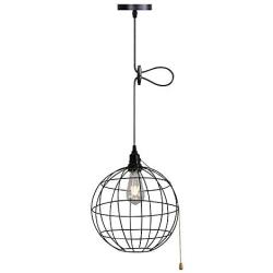 NAFEEZA Industrial On/Off Switch Pendant Light,Vintage Spherical Adjustable Hanging Pendant Light Fixture for Living Room Kitchen Island Bedroom Dining Hallway,Black.