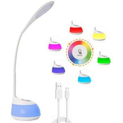 Desk Lamp Kids LED Cute Small Colorful Night Light Computer Study Dimmable Office Lamp with USB Charging Port, Mini Dorm Adjustable Eye-Caring Portable Reading Light for Girls, Boys, Students Gift