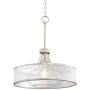 Possini Euro Design Brushed Nickel Pendant Light 19 1/4'' Wide Modern Art Deco Silver Organza Drum Clear Glass Shade for Kitchen Island Dining Room - Possini Euro Design