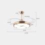 TFCFL 42'' Ceiling Fan Light, Modern Invisible Fan Chandelier with Remote Acrylic Retractable Dimmable LED lights for Home Decoration Living Room Bedroom Dining Room (Gold)