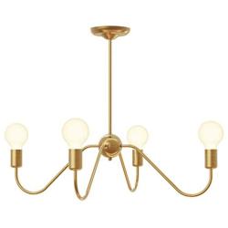 Electro bp;Cozy Style Barebulb 4-Arm Polished Gold Chandeliers Ceiling Lighting Fixtures,240W,27.5''Dia for Dining Room