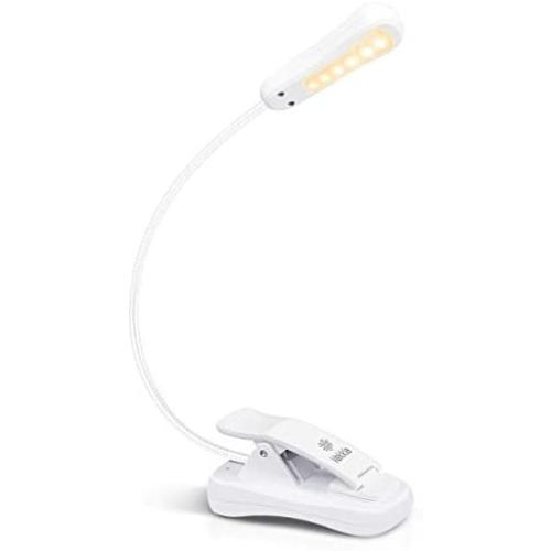 Vekkia 3000K Warm LED Book Light, Easy for Eyes, Clip on Reading Lights for Reading in Bed, Car & Travel, Rechargeable Slim 2.1 oz. Light Weight. Perfect for Bookworms & Kids (Elegant White)