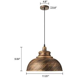 KWOKING Lighting Industrial Vintage 1-Light Pendant Lights Hanging Lights Ceiling Lamp Indoor Lighting Chandelier with Metal Shade in Antique Bronze Finish 11.81inch