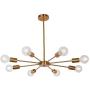 MELUCEE Sputnik Chandelier Brass 8 Lights, Semi Flush Mount Ceiling Light Mid Century Modern Pendant Light for Foyer Dining Room Bedroom Restaurant