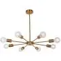 MELUCEE Sputnik Chandelier Brass 8 Lights, Semi Flush Mount Ceiling Light Mid Century Modern Pendant Light for Foyer Dining Room Bedroom Restaurant