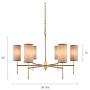 Hampton Hill MPS150-0064 Conrad 6 Modern Chandeliers-Metal, Fabric Shade Pendant Ligthing Lamp Ceiling Dining Room Lighting Fixture Hanging, See Below, Grey/Gold