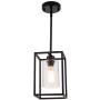 VILUXY Vintage Glass Pendant Light, Single Light Metal Cage Hanging Pendant Lighting, Black with Clear Seeded Glass Shade Classic for Farmhouse, Entryway, Dining Room, Kitchen Island, Foyer