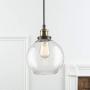 Primo Large Glass Globe Pendant Light Fixture - Black and Gold Hanging Pendant Lighting for Kitchen Island - Mid Century Modern Ceiling Light with Clear Glass Shade