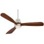 52'' Casa Delta-Wing Mission Ceiling Fan with Light LED Brushed Nickel Walnut Wood for Living Room Kitchen Bedroom Family Dining - Casa Vieja