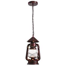 NOXARTE Rustic Lantern Pendant Light with Glass Shade Hanging Ceiling Fixture for Loft Restaurant Farmhouse W7'' x H15''