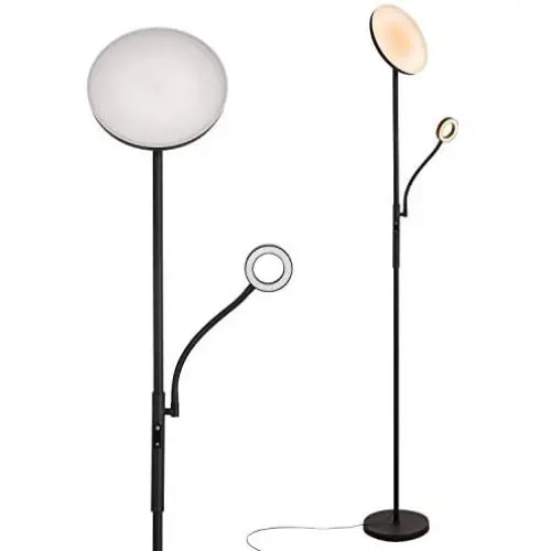 Befano Bright LED Floor Lamps for Bedrooms, Living Room with Touch Switch Intelligent Remote Control Set and 2 LED Lights, Flexibly Lamp Pole and Dimmable Tall Floor Lamp