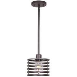 VINLUZ One Light Indoor Mini Pendant Lighting Oil Rubbed Bronze Chandeliers Industrial Farmhouse Ceiling Light Fixtures Hanging for Kitchen Dining Room