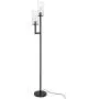 Henn&Hart FL0013 Modern Double Torchiere Floor Lamp with Clear Living, Dining Room, Bedroom, Office, One Size, Black/Glass Shade