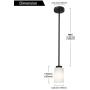 TODOLUZ Black Single Island Pendant Light with Opal White Cylinder Shades Mini Ceiling Hanging Light Fixture for Kitchen Diving Room Study Loft