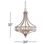 Antique Soft Silver Chandelier 24'' Wide Crystal Glass 4-Light Fixture for Dining Room House Foyer Kitchen Island Entryway Bedroom Living Room - Vienna Full Spectrum