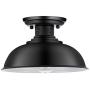 Industrial Vintage Ceiling Light,Semi Flush Lighting Kitchen Island Dining Room Foyer Hallway Porch Barn Loft,Black 13in