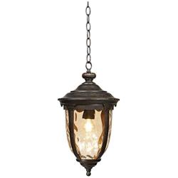 Bellagio Rustic Outdoor Ceiling Light Bronze 18'' Hammered Glass for Exterior Entryway Porch - John Timberland
