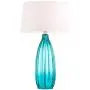 Stella Modern Table Lamp Clear Blue Fluted Glass White Drum Shade for Living Room Family Bedroom Bedside Nightstand - 360 Lighting