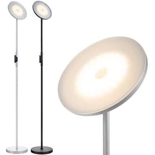 2PCS, 1Silvery Grey+1Black, JOOFO Floor Lamp,30W/2400LM Sky LED Modern Torchiere 3 Color Temperatures Super Bright Floor Lamps-Tall Standing Pole Light with Remote & Touch Control