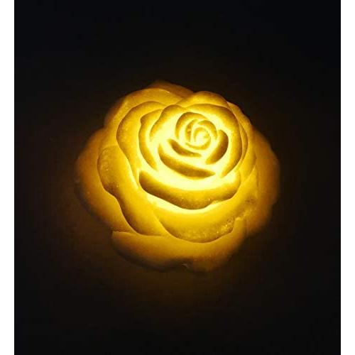 Rose Night Lights w Timer for Your Daughters, White Finish, Yellow Glow Lamp for Bedroom, Nightstand Shelf Decoration, Battery Operated