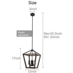 Neady 4-Light Hanging Pendant Light Adjustable Height Chandelier Rustic Metal Pendant Light for Bedroom Kitchen Island Livingroom Farmhouse Foyer