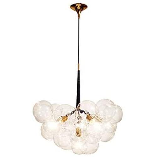 CUICAN Modern Artistic Glass Chandelier，LED Pendant lamp 3 Lights 9 Glass Bubble Design for Bar Coffee Shop Dining Room Decoration Hanging lamp-Black A 68x50cm(27x20inch)