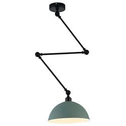 Vintage Ceiling Lights, CraftThink Extendable Nordic Retro E26 Lamp Light Bowl Lampshade Ceiling Lamp Hanging Lamp Pendant Lamp for Living Room/Kitchen/Office (Green)