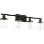 Pathson Vintage Bathroom Vanity Light Fixtures, 4-Light Wall Sconce Lighting with Clear Glass Shade, Industrial Wall Mount Lamps for Bathroom Kitchen Living Room