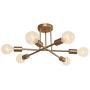 Chandelier Lights Semi Flush Mount Ceiling Modern Sputnik Lighting Farmhouse Kitchen Fixtures for Dining Room Living Bedroom Foyer,6 Light Gold Copper