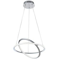 Toupus Modern Pendant Light with Acrylic Crystal Shape, DIY 2-Ring Adjustable Globe LED Chandelier Ceiling Lighting Fixture for Foyer Bar Living Room Bedroom Dining Room, Neutral White 4000K, Chrome